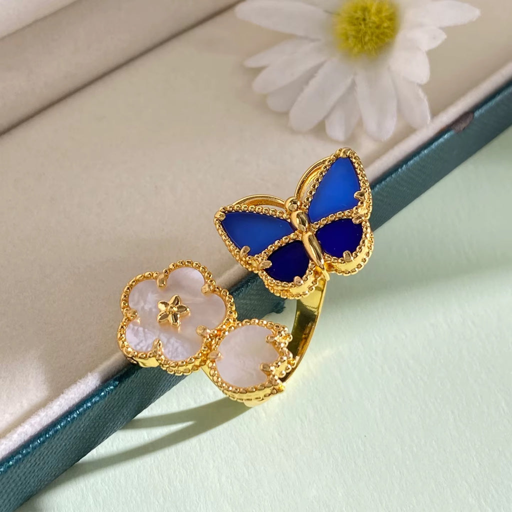 Jardin d’Azur butterfly and flower statement ring – Aura Jewels