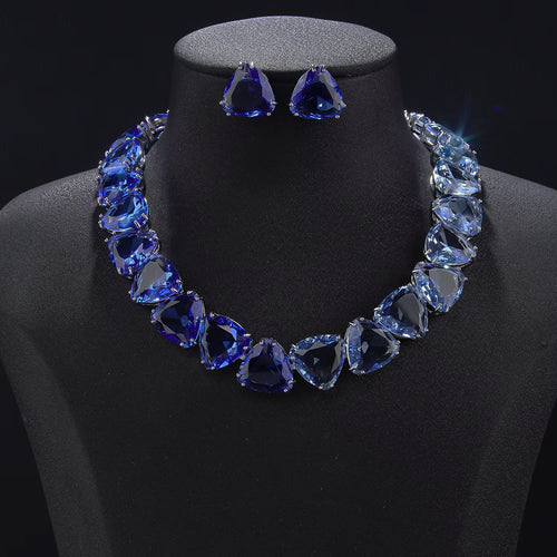 Éclat Trillion blue cubic zirconia necklace and earrings – Aura Jewels