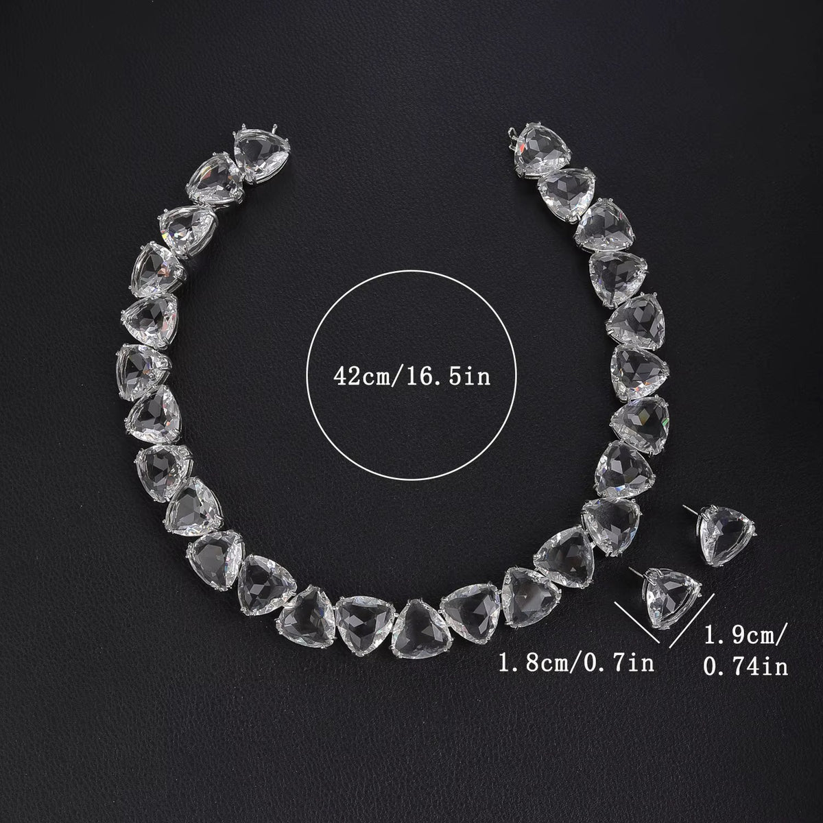 Éclat Trillion jewelry set dimensions – Aura Jewels